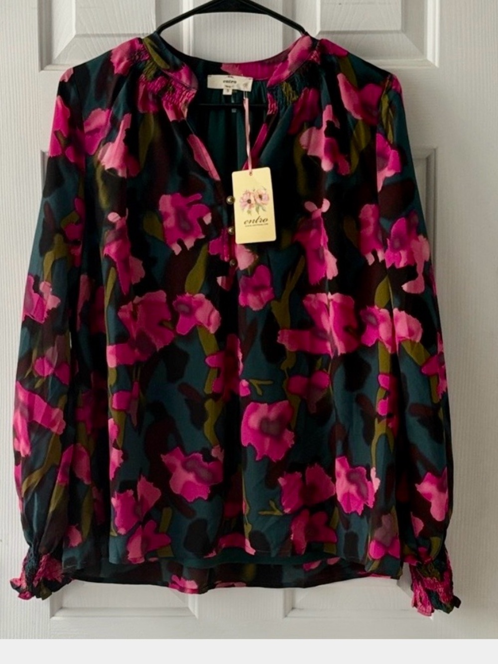Entro Floral Green Blouse-Small